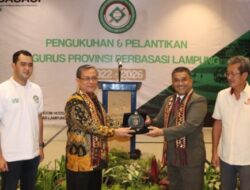 Pengukuhan dan Pelantikan Pengurus Perbasasi Provinsi Lampung Masa Bakti 2022-2026, Gubernur Lampung Dukung Program ”Anak Muda Berjaya”
